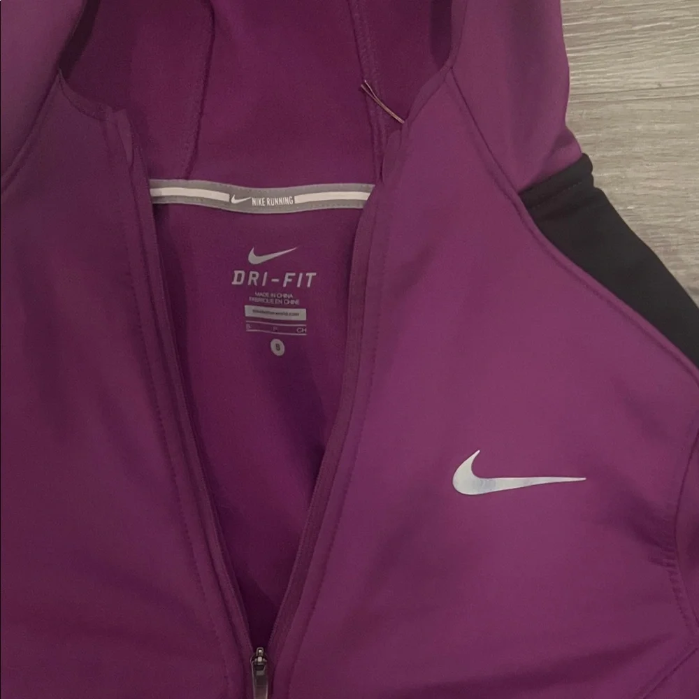 Nike Women's Purple and Black Zip-Up Hoodie - Picture 2 of 3